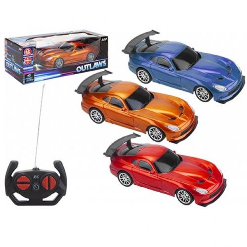 Remote Control Car Street Racer R C With Rear Spoiler Blue, Red Or Orange Toy