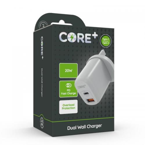 Charger Core Dual Usb Wall Charger 20w Type C Fast Charging