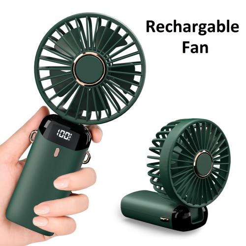Fan Hand Held Fan,portable Handheld Usb Rechargeable Fans With 5 Speeds,battery Operated Mini Fan Foldable Desk Desktop Fans With Led Display For Home Office Bedroom Outdoor Travel