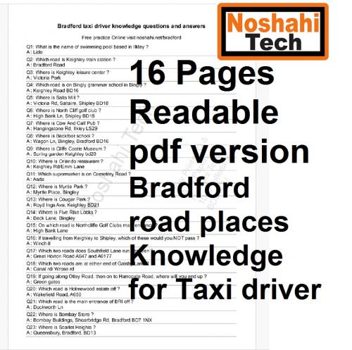 Taxi Driver Knowledge Prepair Bradford Road Market Place Knowledge For New Drivers