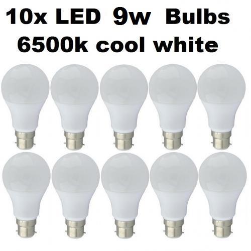 Led Bulbs 10x 9w Bulbs B22 6500k Cool White