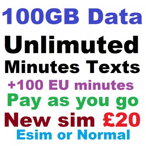Lyca Mobile 100gb Data Unlimited Minutes Texts Uk New Sim Normal Or Esim 