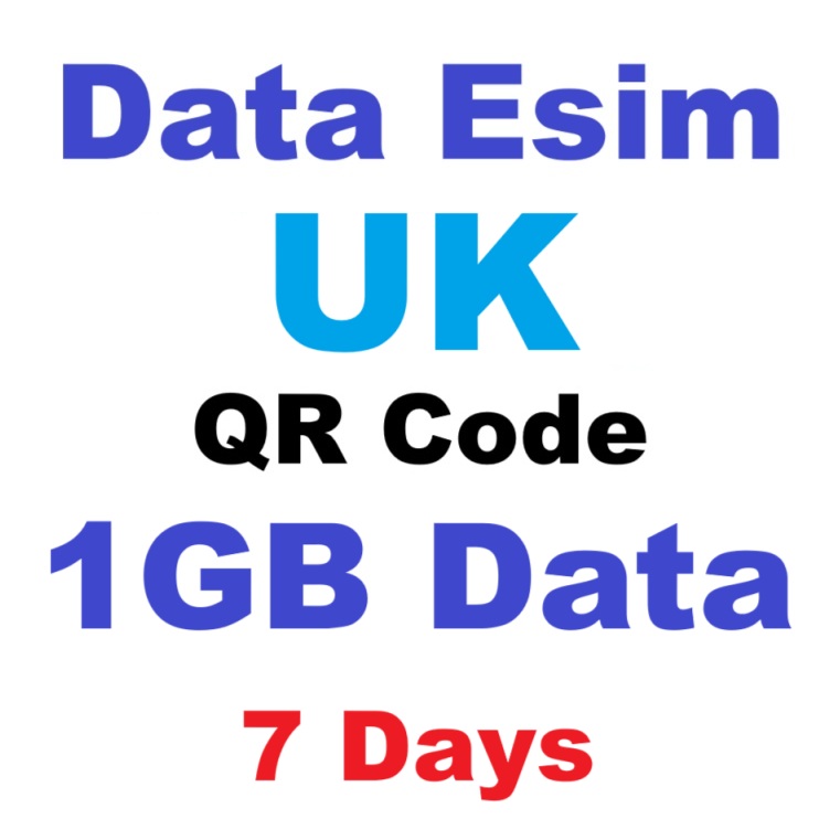 Esim Uk 1gb Data 7 Days Pay As You Go Qr Code Ready To Scan