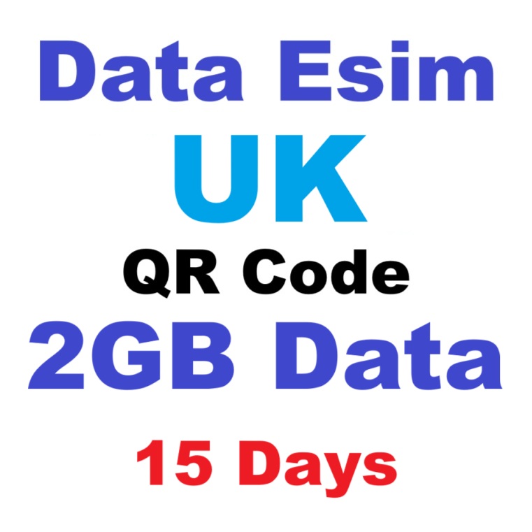 Esim Uk 2gb Data 15 Days Pay As You Go Qr Code Ready To Scan