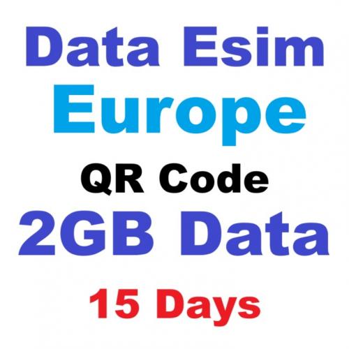 Esim Europe 2gb Data 15 Days Pay As You Go Qr Code Ready To Scan