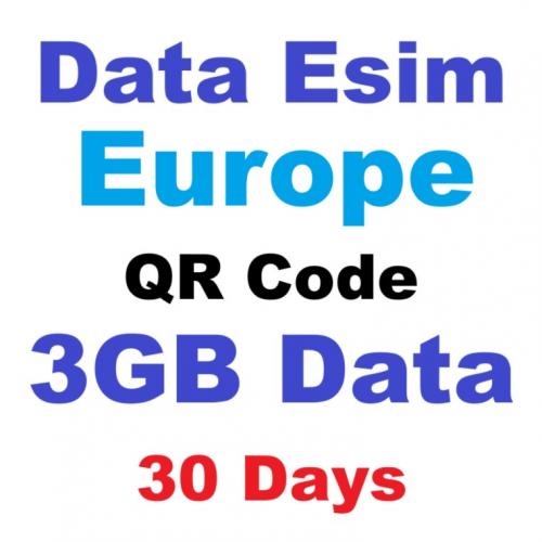 Esim Europe 3gb Data 30 Days Pay As You Go Qr Code Ready To Scan