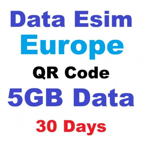 Esim Europe 5gb Data 30 Days Pay As You Go Qr Code Ready To Scan