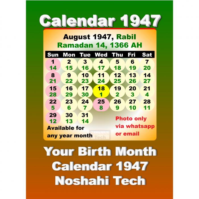Your Birth Month Calendar Photo Only For Any Year Month With Hijri Date