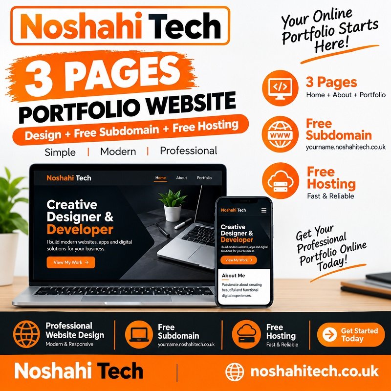 Get your 3 pages portfolio website live online ready everything
